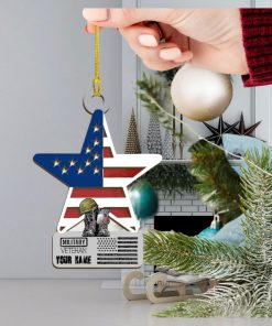 Us Veteran Personalized 2 Layer Wood Ornament