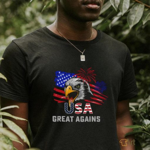 Usa Great Again 4th Of July Bald Eagle American Flag Shirt