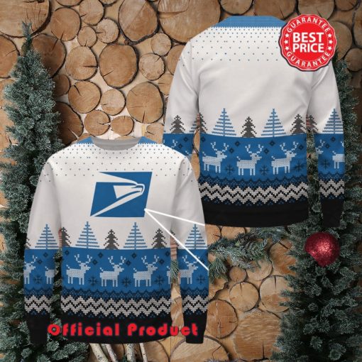 Usps Wool Logo Reindeer Snowflake Ugly Christmas Sweater