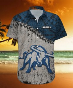 Utah State Aggies 3D Hawaiian Shirt Grunge Polynesian TattooNCAA