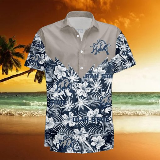 Utah State Aggies 3D Hawaiian Shirt Tropical Seamless NCAA