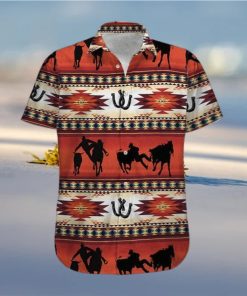 Steer Wrestling Red Pattern Unisex Hawaiian Shirts