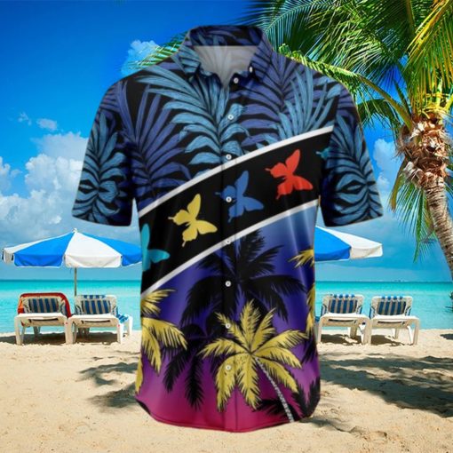 Vacation Tropical Coconut Palm Butterflies Tropical Hawaiian Shirt Gift For Men And Women