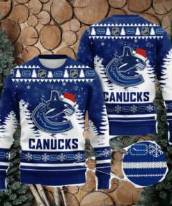 Vancouver Canucks Christmas Santa Hat AOP Print 3D Ugly Sweater