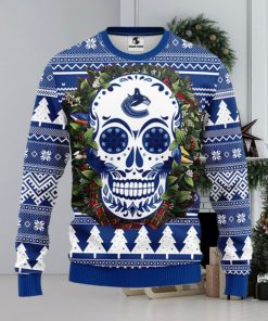 Vancouver Canucks Skull Flower Ugly Christmas Ugly Sweater