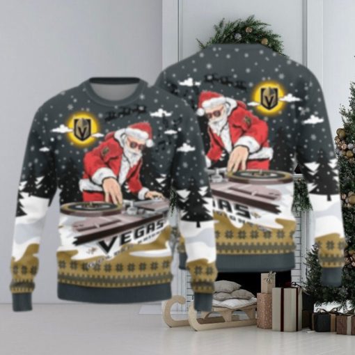 Vegas Golden Knights Christmas Funny DJ Santa New Style Knitted Sweater