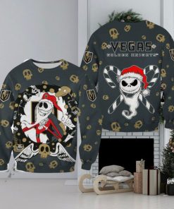 Vegas Golden Knights Christmas Jack Skellington Presents Christmas Ugly Sweater Halloween For Men And Women