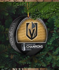 Vegas Golden Knights Unsigned Inglasco 2023 Stanley Cup Champions Logo Hockey Puck Ceramic Christmas Tree Decorations Ornament