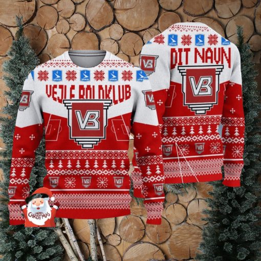 Vejle Boldklub 3D Ugly Christmas Sweater Christmas Holiday Gift Custom Name For Men And Women