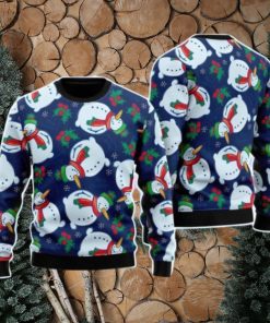 Very Ugly Snowman On Blue Pattern Christmas Unisex Ugly Sweater