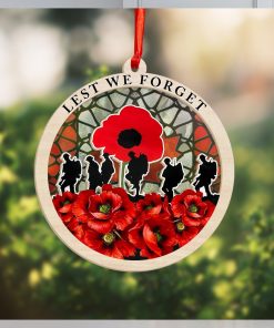 Veteran Poppy Lest We Forget Suncatcher Ornament Honor The Fallen Soldiers Memorial Ornaments