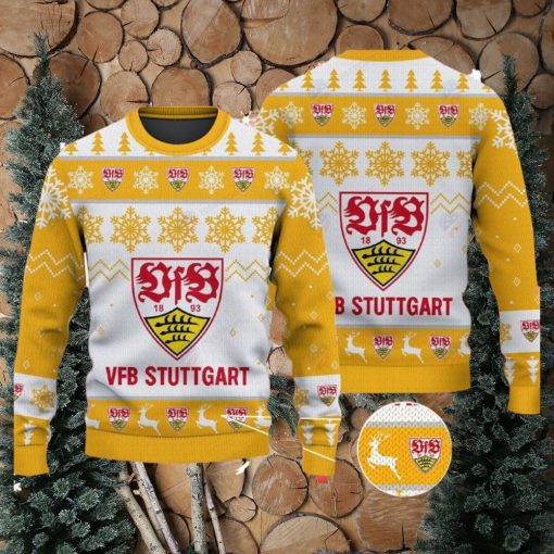 Vfb Stuttgart Big Logo Ugly Christmas Tree Yellow Sweater AOP Gift For Christmas