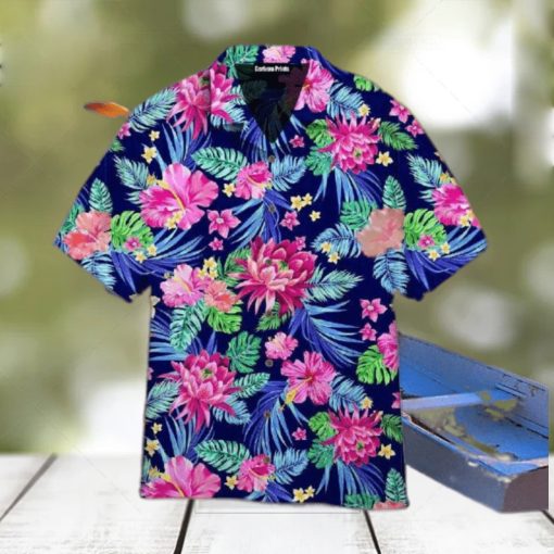 Vibrant Floral Hibiscus And Palm Leaf Patterned Hawaiian Shirts