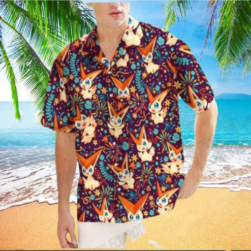 Victini Pokemon Hawaiian Shirts Pokemon Button Up Shirt Mens Pokemon Shirts