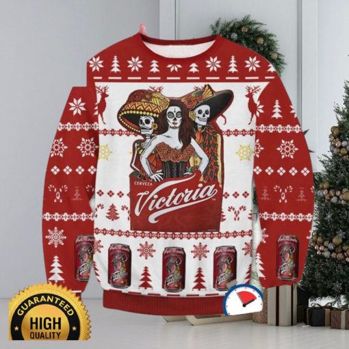 Victoria Cerveza All Printed Ugly Christmas Sweater