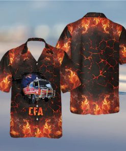 Victoria Fire Service Truck Short Sleeve Black High Quality Unisex Hawaiian Shirt