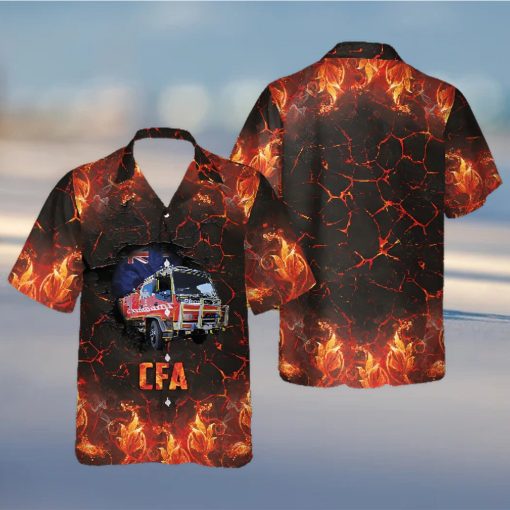 Victoria Fire Service Truck Short Sleeve Black High Quality Unisex Hawaiian Shirt