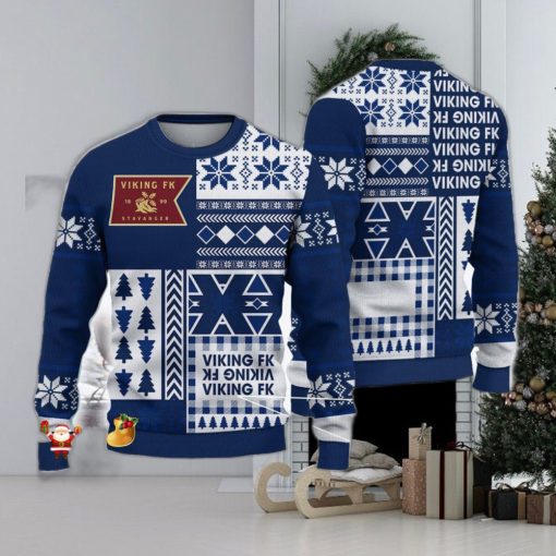 Viking Fotballklubb Gift Eliteserien Ugly 3D Christmas Sweater Unisex For Fans Gift Snow Flower