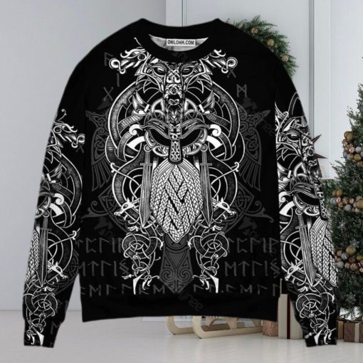 Viking Warrior Blood Pattern Ugly Christmas Sweater