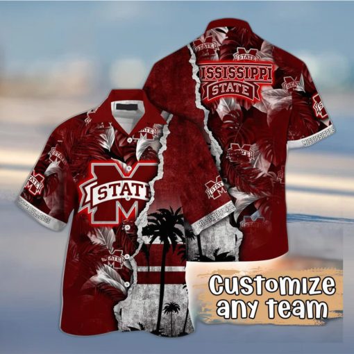 Vintage Aloha NCAA Mississippi State Bulldogs Hawaiian Shirt Custom Name Gift For Dad