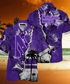 Vintage Aloha NCAA Northwestern Wildcats Hawaiian Shirt Custom Name Best Beach Gift