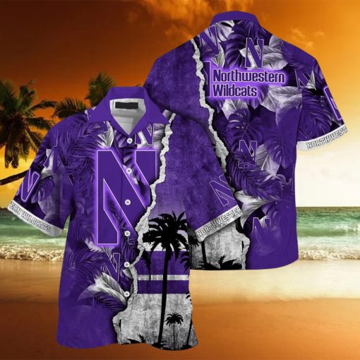 Vintage Aloha NCAA Northwestern Wildcats Hawaiian Shirt Custom Name Best Beach Gift