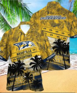 Vintage Aloha NHL Nashville Predators Hawaiian Shirt Palm Tree Pattern Beach Lovers Gift