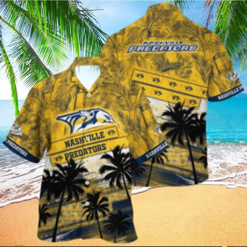 Vintage Aloha NHL Nashville Predators Hawaiian Shirt Palm Tree Pattern Beach Lovers Gift