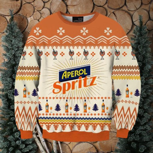 Vintage Aperol Spritz 05 Printed Ugly Christmas Sweater, Gift for Christmas Holiday