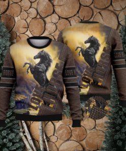 Vintage Black Horse Full Print For Horse Lovers 3D Ugly Sweater Christmas Gift Sweater