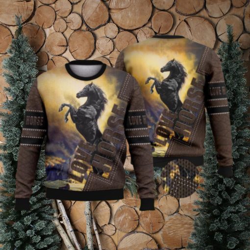 Vintage Black Horse Full Print For Horse Lovers 3D Ugly Sweater Christmas Gift Sweater