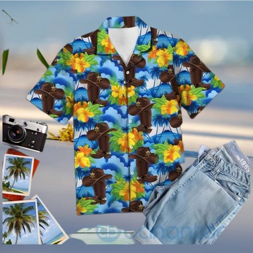 Vintage Cowboy Hibiscus Tropical Hawaiian Shirt