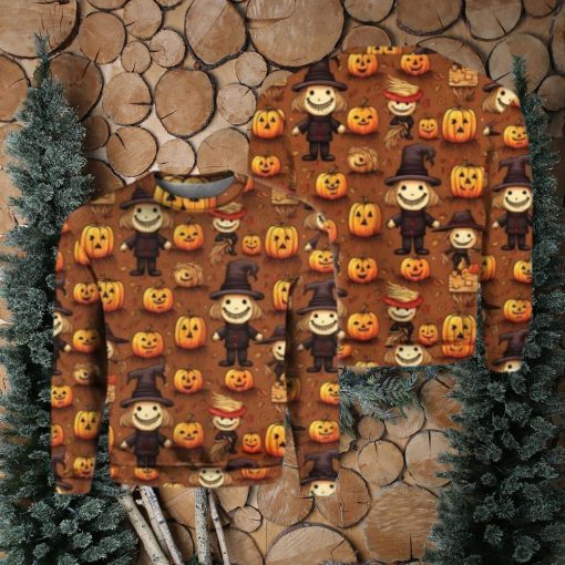 Vintage Fall Pumpkin Halloween Christmas Ugly Sweater 3D Gift Halloween