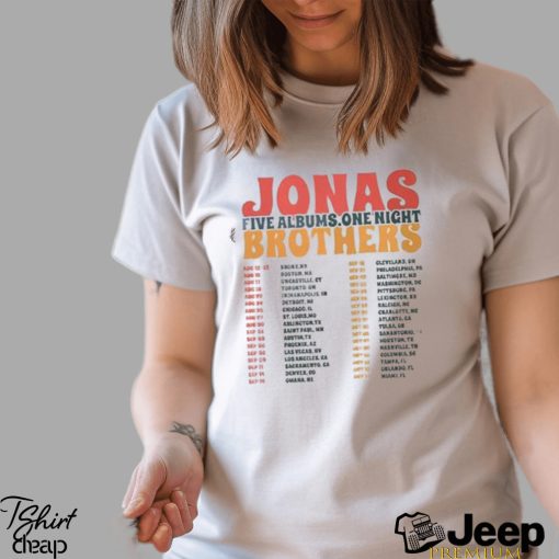 Vintage Jonas Brothers 2023 Tour T Shirt Five Albums One Night Sweatshirt Music Merch Unisex Hoodie