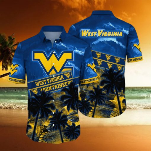 Vintage NCAA West Virginia Mountaineers WVU Hawaiian Shirt Palm Trees