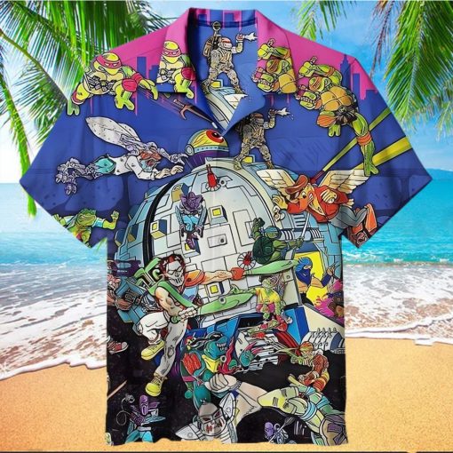 Vintage Ninja Turtles Pattern 3D Hawaiian Shirt