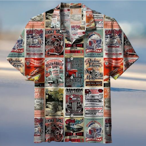 Vintage Rodding Pattern 3D All Print Hawaiian Shirt removebg