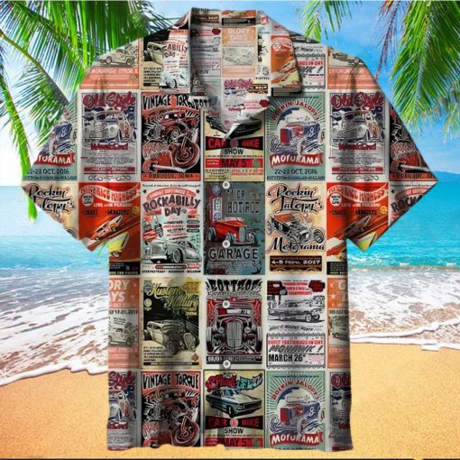 Vintage Rodding Pattern 3D All Print Hawaiian Shirt