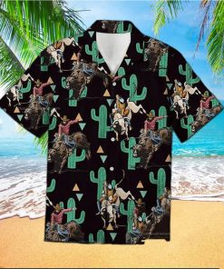 Vintage Rodeo Cactus Horse Racing Hawaiian Shirt