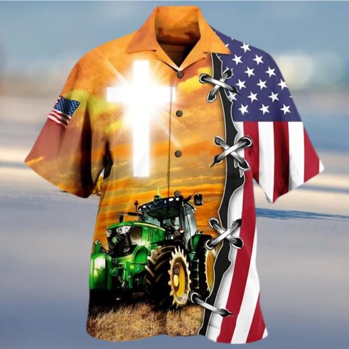 Vintage USA Farmer Tractor Hawaiian Shirt