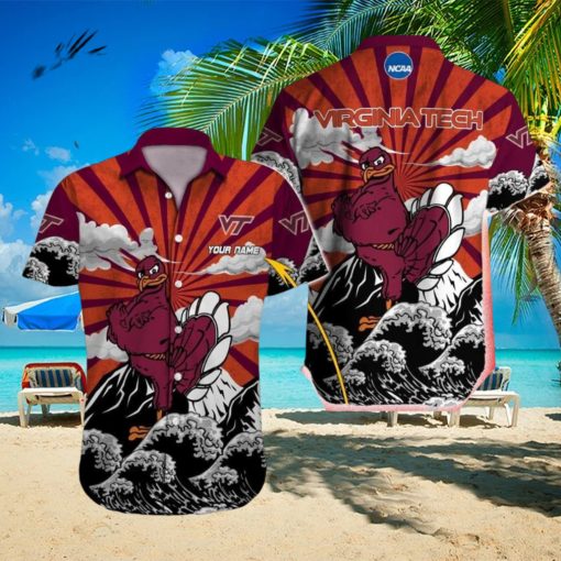 Virginia Tech Hokies NCAA Surf Custom Name Men And Women Sports Teams Hawaiian Shirt Gift