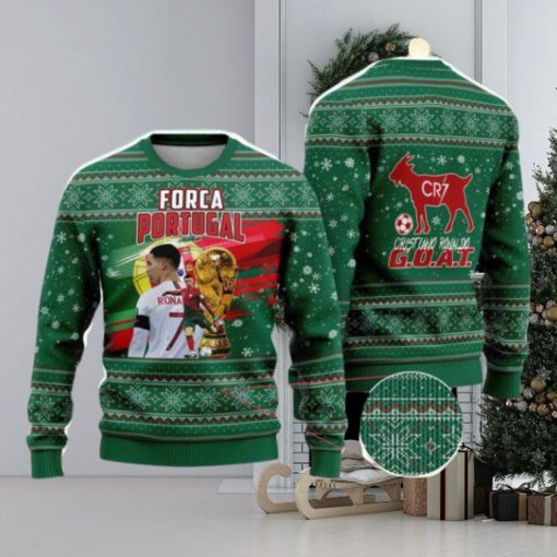 Cristiano Ronaldo Portugal G.O.A.T Soccer Christmas Ugly Sweater