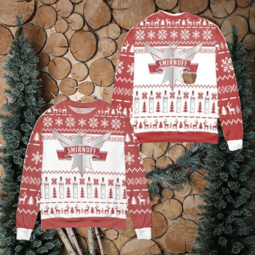 Vodka Smirnoff Red Label Logo Reindeer Christmas Ugly Sweater