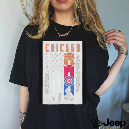 Chicago Sport Team Logo American Flag Shirt