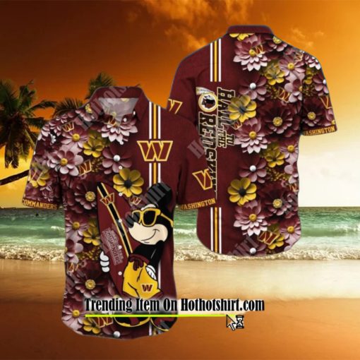 WASHINGTON COMMANDERS ALOHA MICK PATTERN HAWAIIAN SHIRT