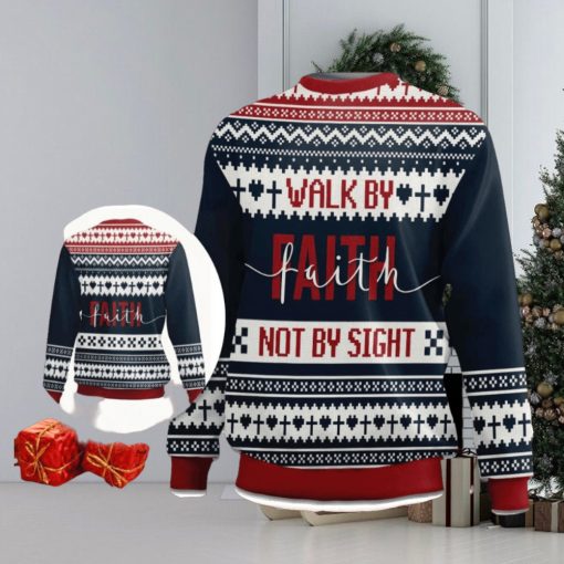 Walk By Faith Ugly Christmas Sweater – Not By Sight 2 Corinthians 57 Ugly Christmas Sweater