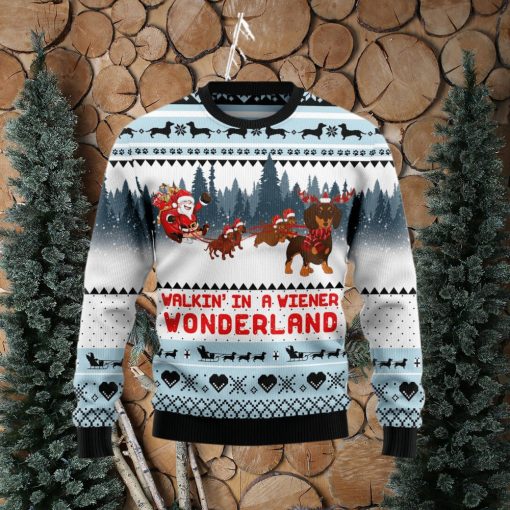 Walkin‘ In A Weiner Wonderland Dachshund Lover Dog Lover Ugly Christmas Sweater