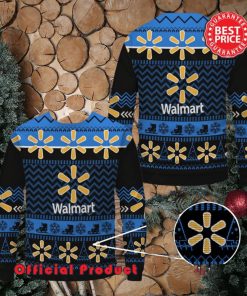 Walmart Black Design Many Logo Snowflake Ugly Christmas Sweater