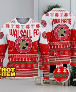 Walsall FC Big Logo Custom Name 3D Ugly Christmas Sweater Christmas Gift For Big Fans