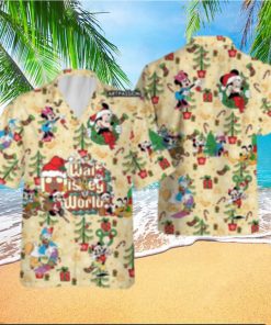 Walt Disney World Hawaiian Christmas Mickey Minnie Donald Pluto Goofy Shirt